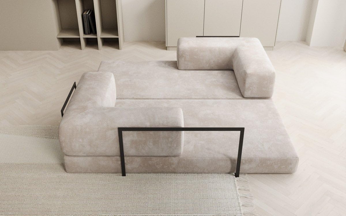 Luxusbetten24 Lazy Designer Sofa 3-Seater in Cord Beige