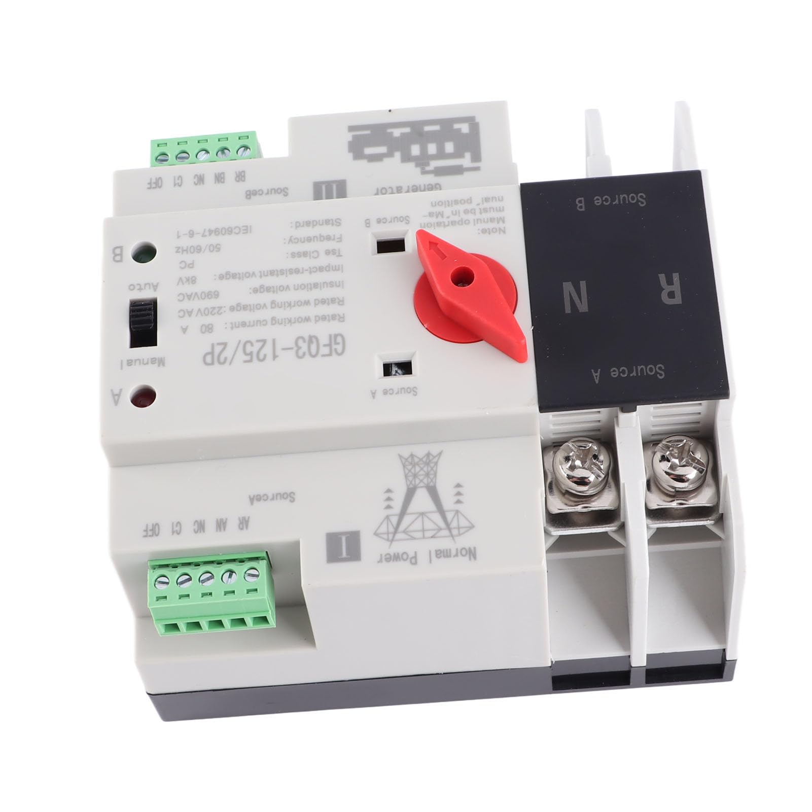 Interruptor de Transferencia Automática 2P 80A Confiable 8