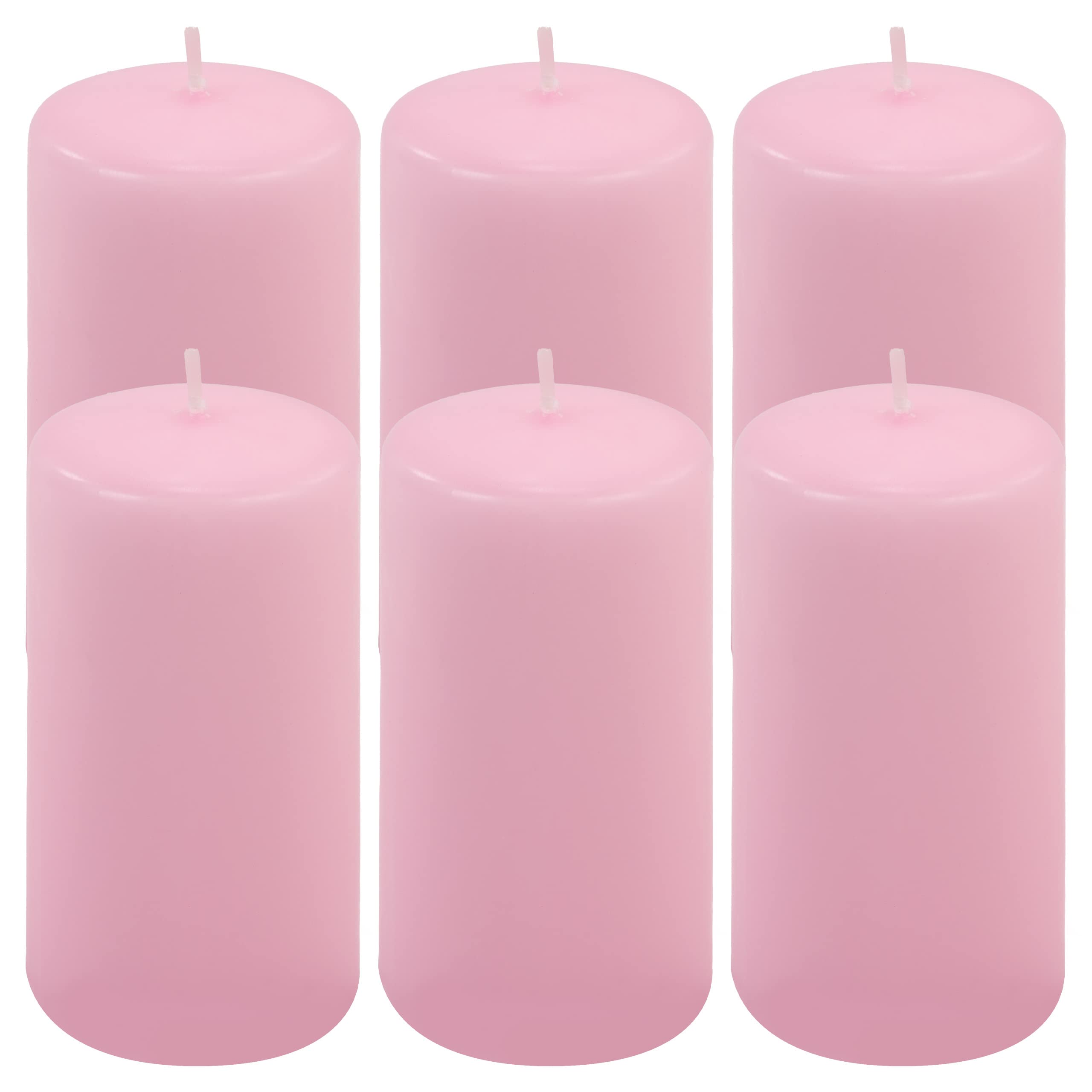 Stumpenkerze Höhe 11,5 cm Ø 6 cm lange Brenndauer Rund-Kerze Säulenkerzen Kerzen-Deko Tafelkerzen Weihnachts-Kerzen Hochzeit (pink, 6)