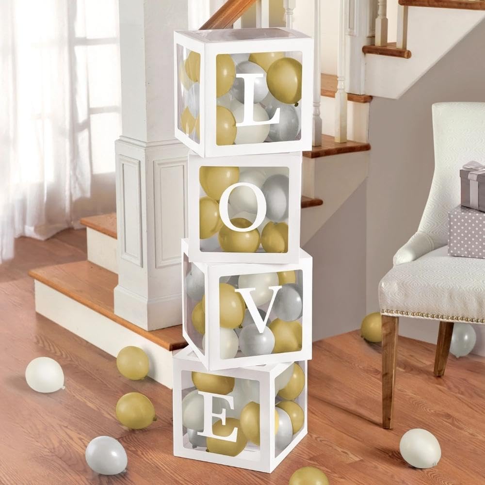 Amazon.com: White & Gold Love Balloon Boxes Set - (72 Piece) 11.75