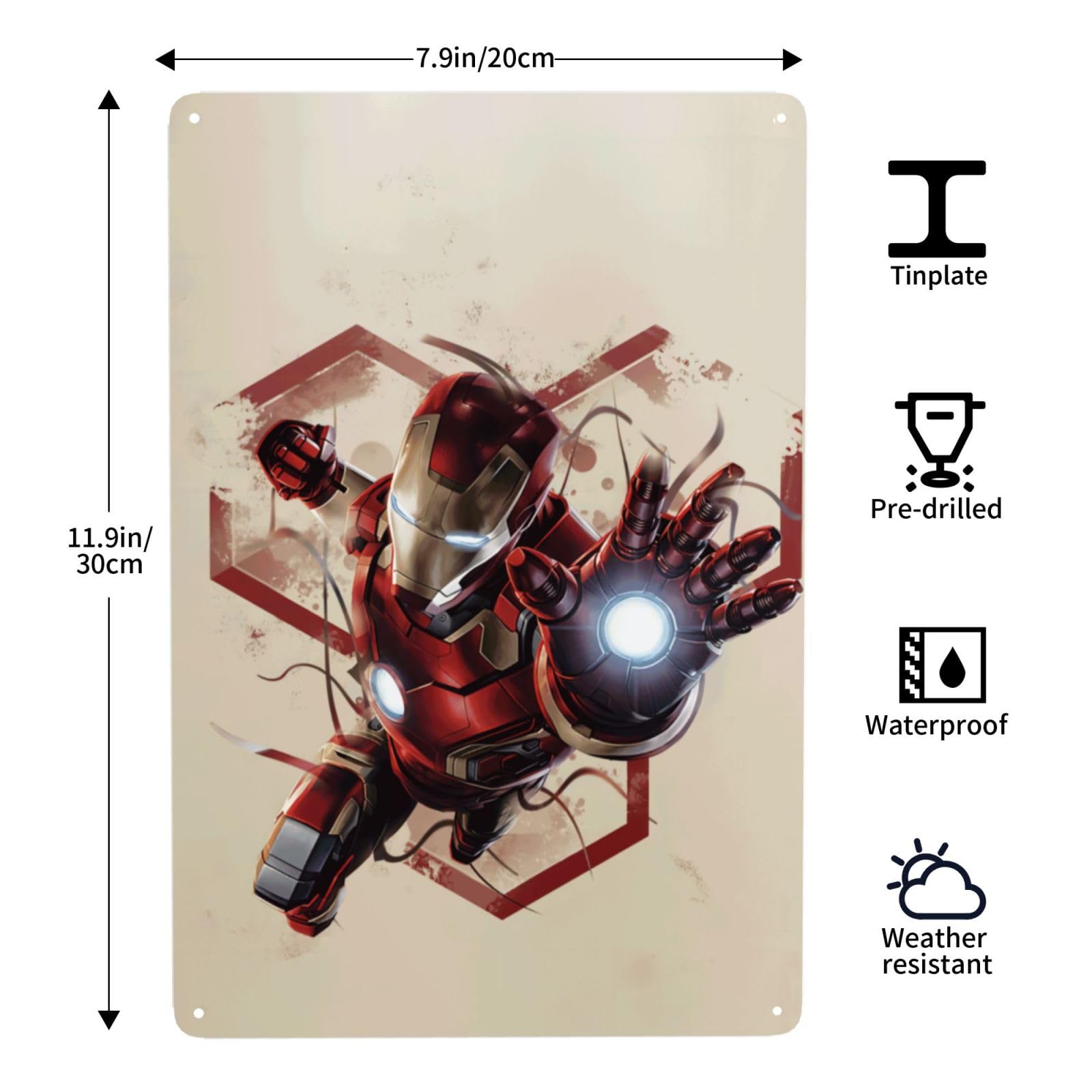 Amazon.co.jp: メタルプレート アイアンマン ブリキの絵 ブリキ看板