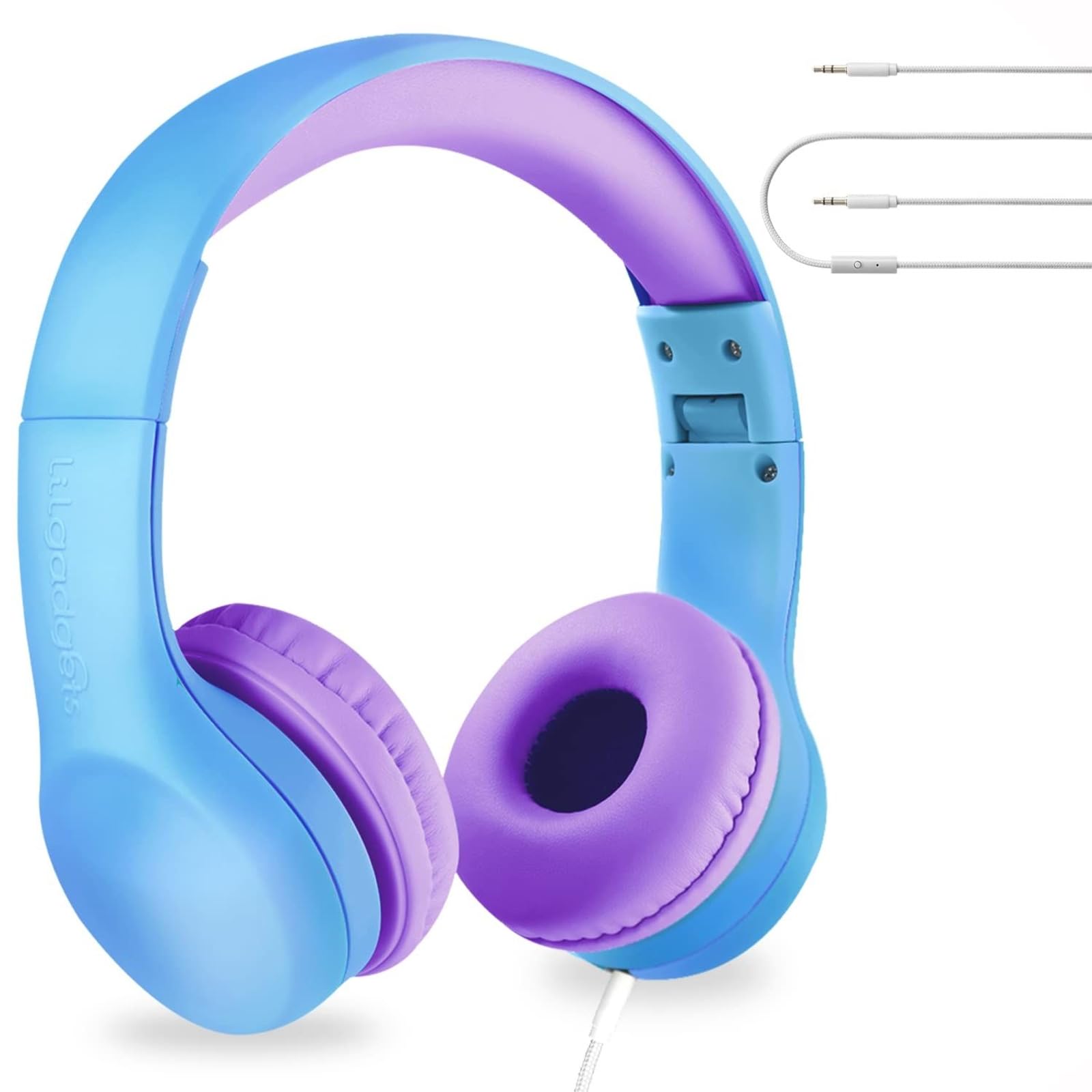 LilGadgets Connect+ Foldable Headphones, Adjustable Fit Soft Touch Padding for Kids with Mic, Volume-Limited & Noise Reduction On-Ear Wired Headset