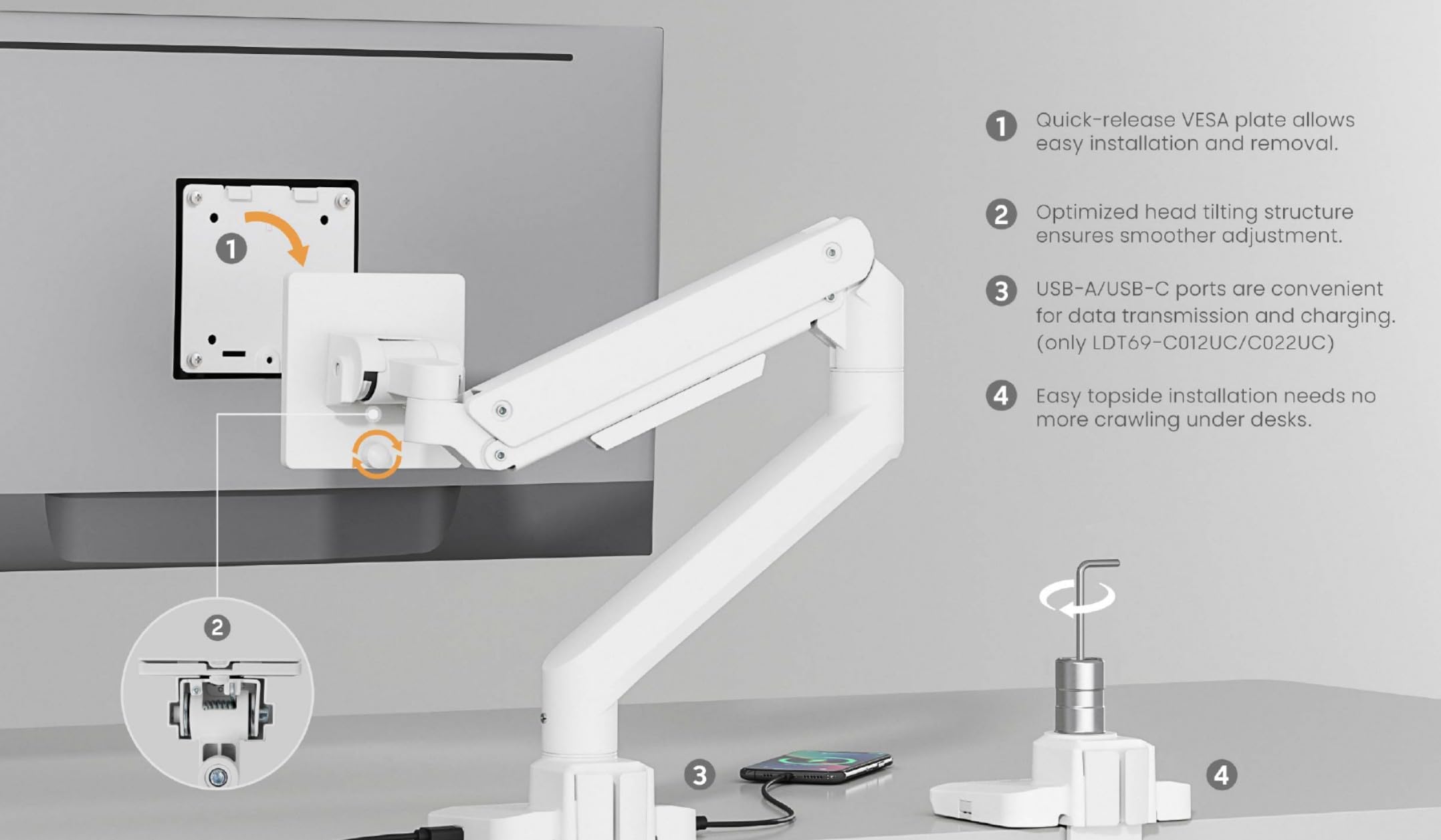 Equip 650181 wytrzymały uchwyt na monitor o przekątnej ekranu od 17 do 49 cali, biały