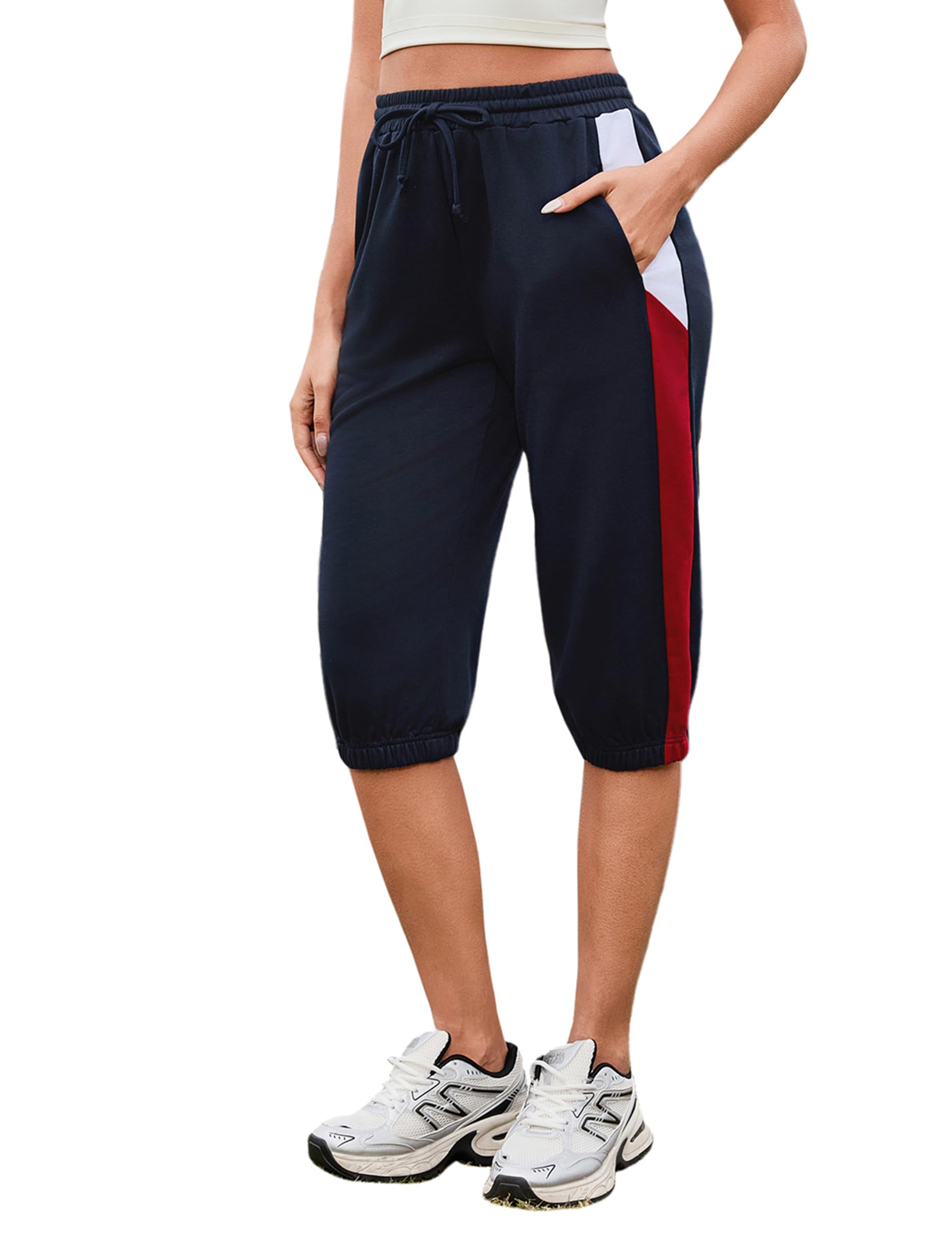 Spodnie do biegania 3/4 damskie casualowe sportowe spodnie do biegania letnie spodnie do fitnessu dla dziewczynek Capri letnie spodnie bawełniane capri