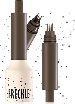 Freckle Stamp Pen for Natural Lifelike Makeup, Quick Dry Waterproof Long Lasting Soft Spot Pens for Effortless Sun-Kissed Look, Magic Fake Freckles Stain Tint, Five-Point Stamp Design Ash Chestnut