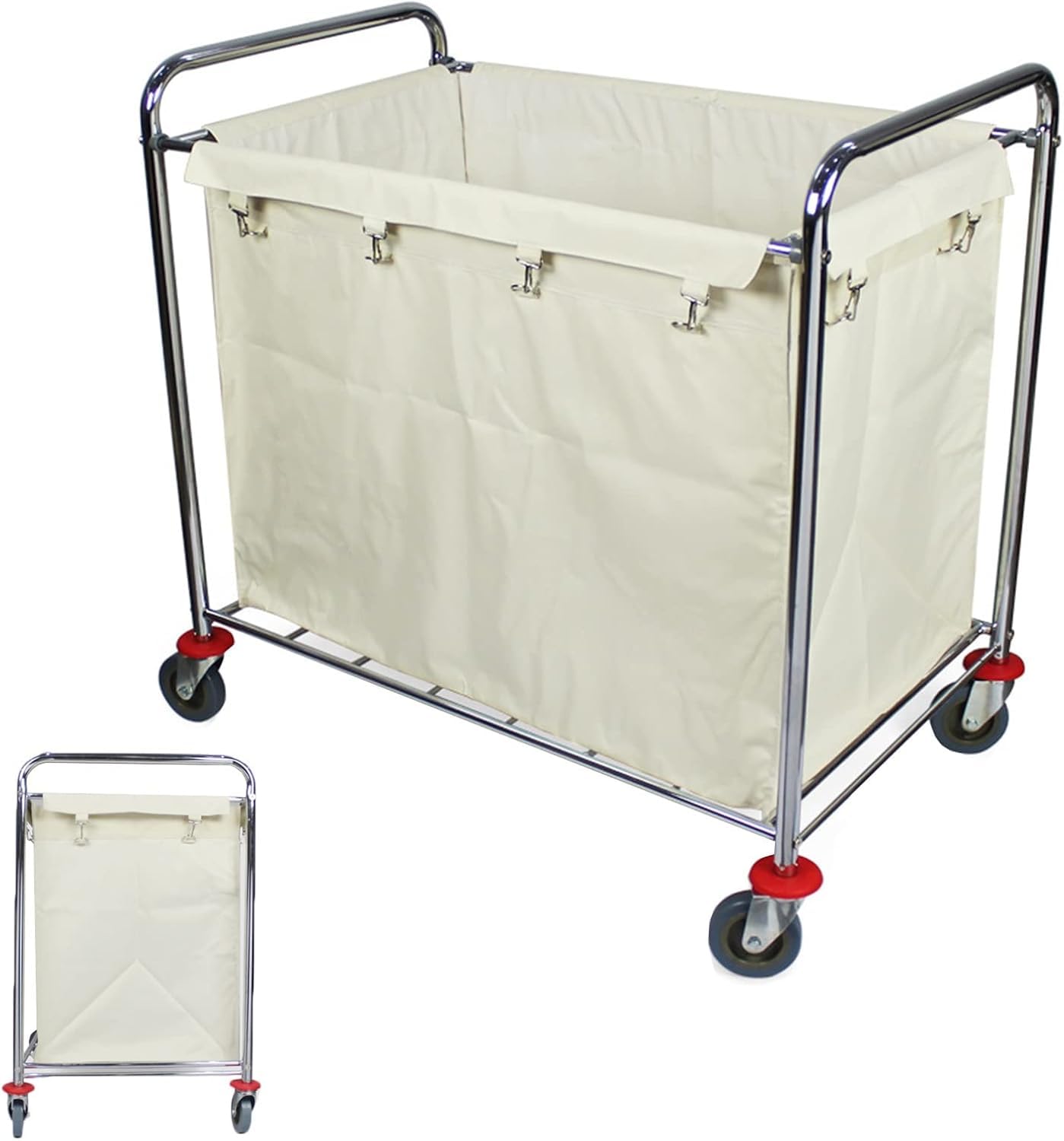 Carrito de lavandería resistente con ruedas con bolsas extraíbles para el hogar, hotel, oficina, cesta clasificadora de lavandería comercial