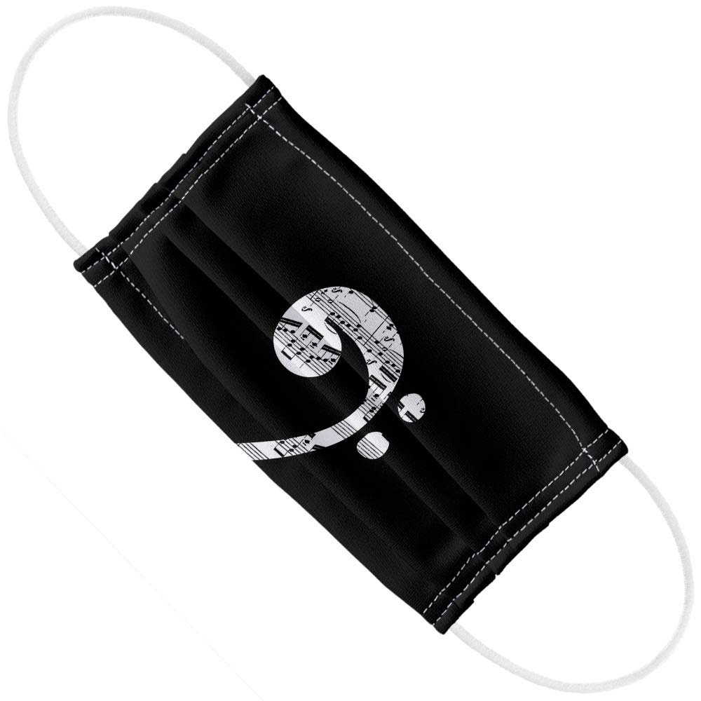Sheet Music Bass Clef Music 1-Ply Reusable Face Mask Covering with Adjustable Nose Wire, Unisex