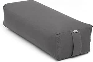 Bodhi Yoga Salamba Bolster Eco | Funda lavable de algodón 100% orgánico | Rollo de yoga rectangular con relleno de espelta orgánica | Cojín de yoga grande | Tamaño 63 x 26 x 20 cm (antracita)