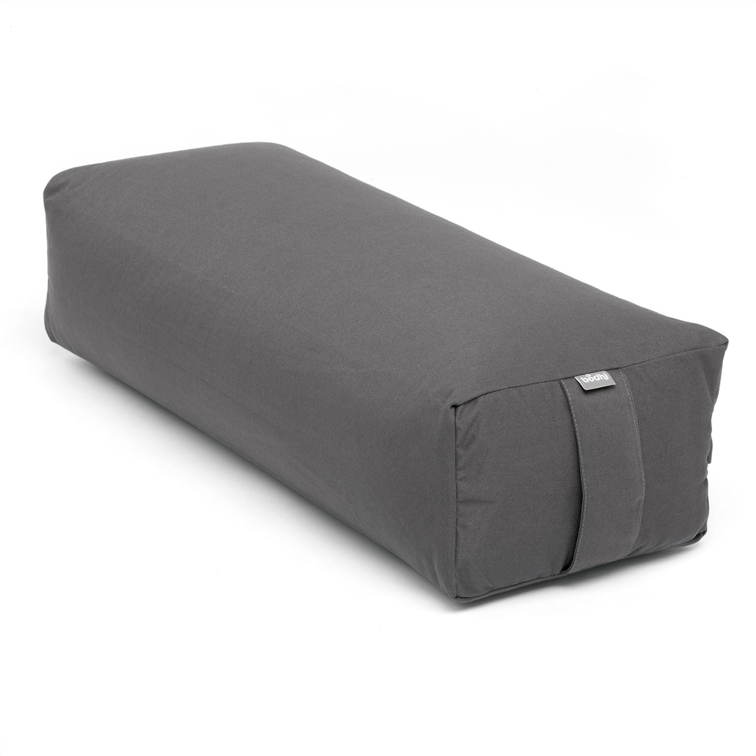 Bodhi Yoga Salamba Bolster Eco | Funda lavable de algodón 100% orgánico | Rollo de yoga rectangular con relleno de espelta orgánica | Cojín de yoga grande | Tamaño 63 x 26 x 20 cm (antracita)