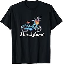 Fire Island bike watercolor painting bicycle flowers family T-Shirt