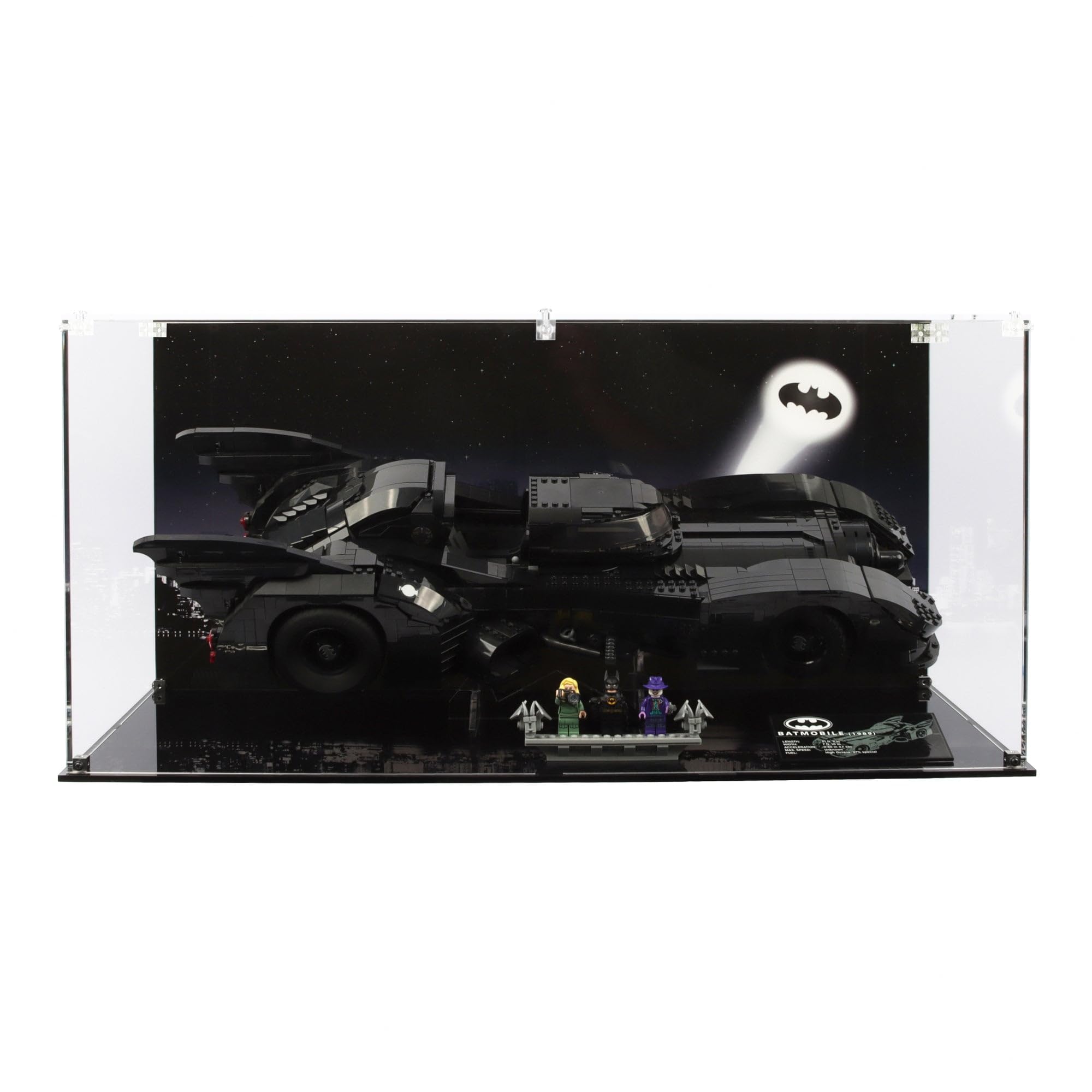 Plexico Black/Light Display Case Compatible With Lego 76139 1989 Batmobile - (Print 2 Back Panel)