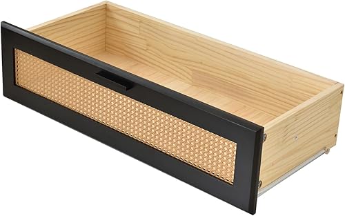 Miniatura 9 de Armario de madera de pino con puertas de ratán y dos cajones (negro)