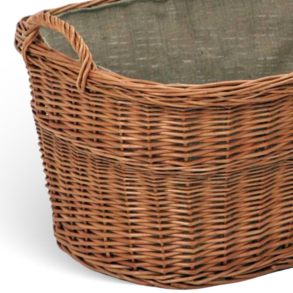 Vacchetti Cesta portalegna Vimini Europeo 1^ Misura con Fodera Juta Ovale, Multicolor, Medio