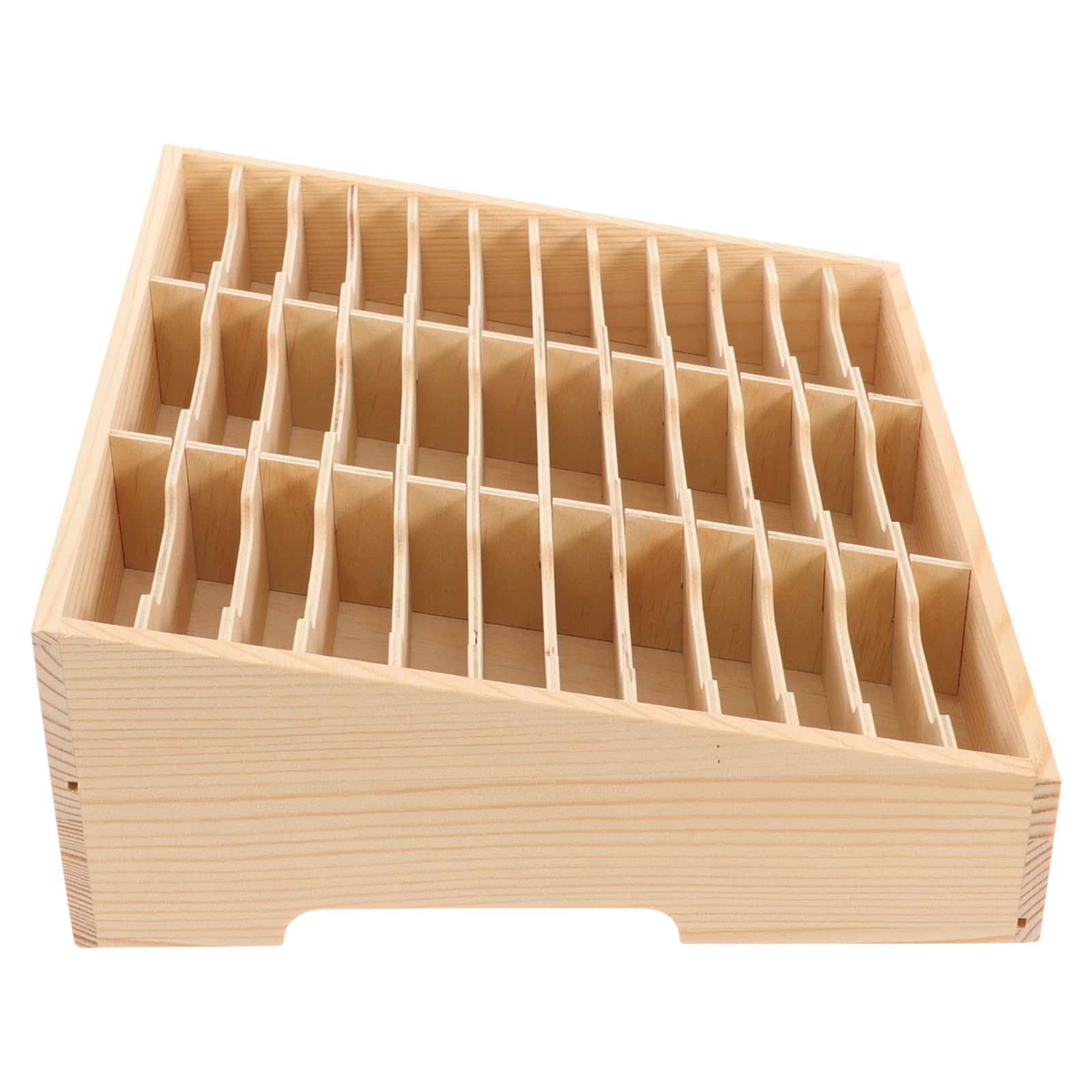 FRCOLOR Scatola Portaoggetti Multi-griglia in Legno per Gestione Cellulare da Scrivania, Organizer per Aula e Ufficio Supporto per Telefono e Scomparti Multipli, Contenitore Rustico