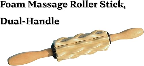 Miniatura 2 de Rodillo de masaje de espuma con asas de madera para alivio muscular, herramienta de masaje portátil para piernas, espalda, brazos y recuperación de