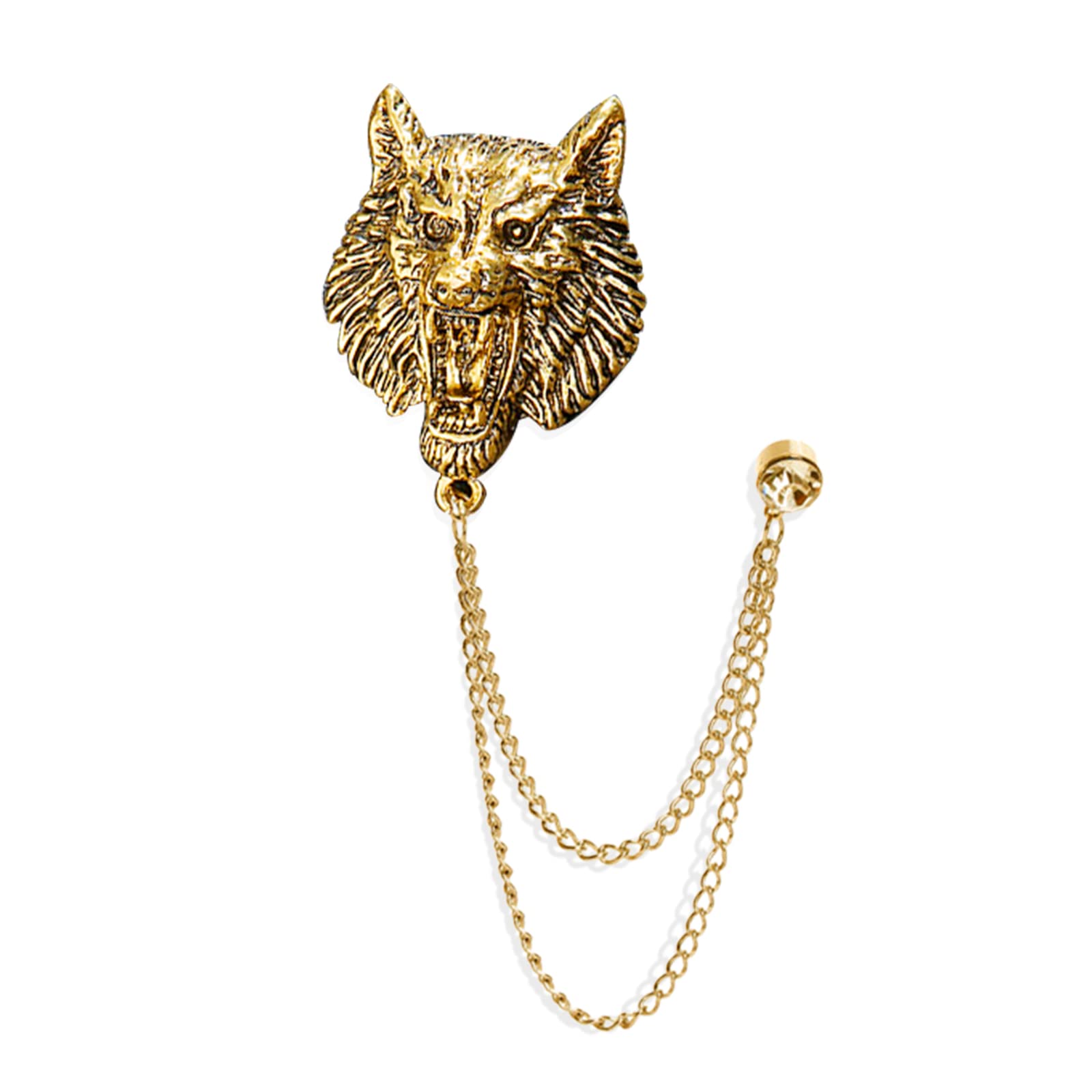 Vintage Animal Tassel Chain Lapel Pin for Men Women - Punk, Buck, Suit, Tie - Deer, Ram, Owl Rhinestone Collar Chain Pin for Boyfriend Gifts