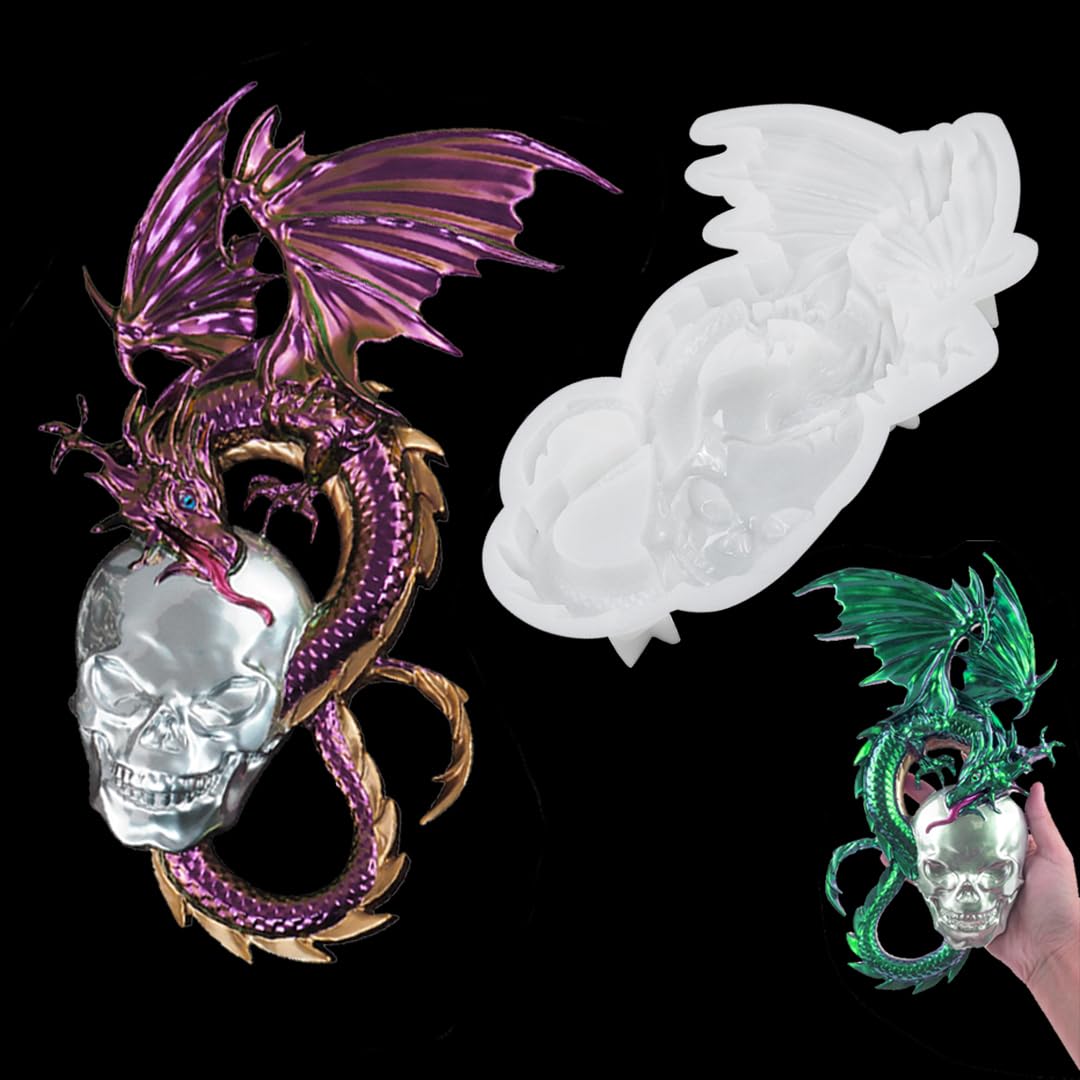 Moule en silicone dragon et tête de mort en résine époxy 3D pour moulage DIY