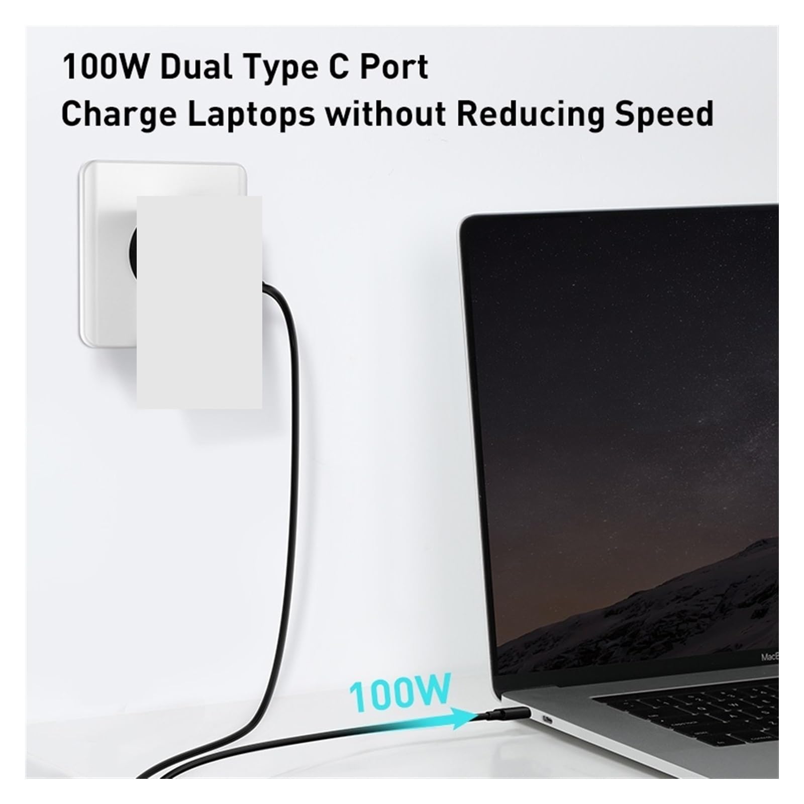 Ładowarka Multi Ports, Szybka ładowarka USB 100 W PD QC 4.0 3.0 Typ C Szybka ładowarka USB C do telefonu do domu, biura i podróży(Nero)