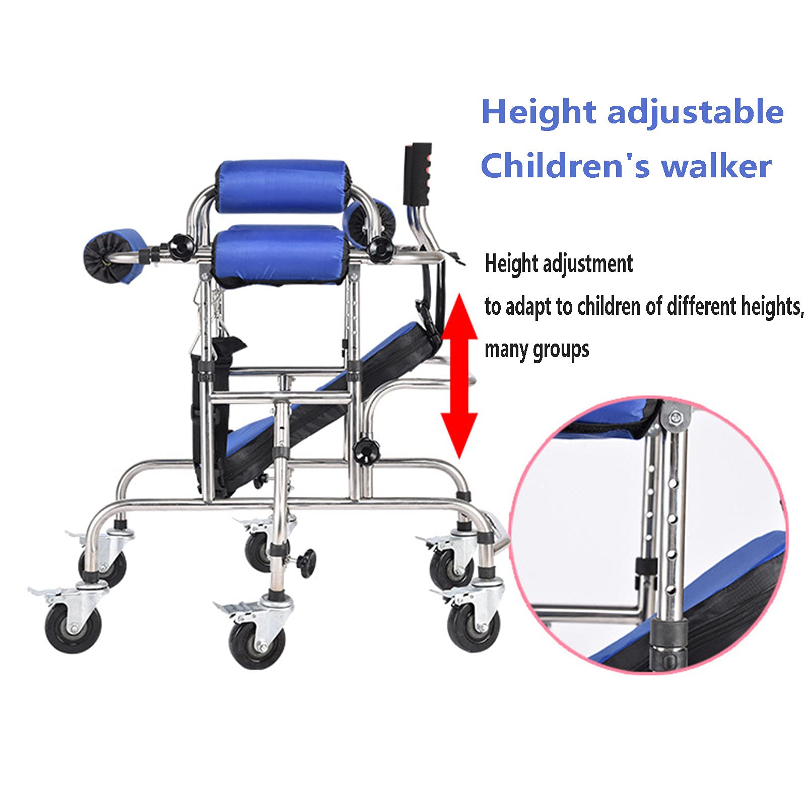 Andador para niños con ayuda para caminar, con asientos, parálisis cerebral infantil, entrenamientos de rehabilitación para discapacitados debajo de las axilas dobles, A (A)