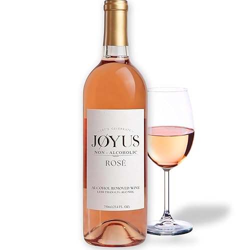 Joyus - Vino de rosa sin alcohol, galardonado y mejor vino desalcoholizado de su clase, ligero y refrescante, bajo en azúcar y bajo en calorías,