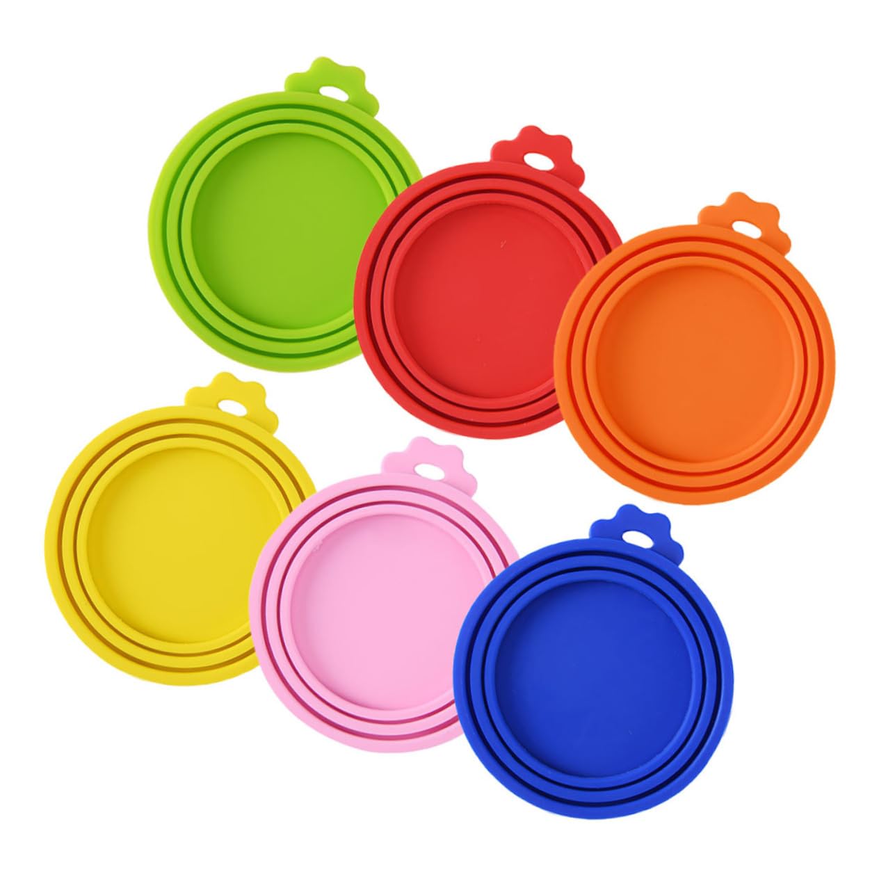 FUNOMOCYA 6-pack Silicone Can Lids Reusable Cat Food Lid Dog Food Can Covers for Soda Beer Juice Yogurt Jar 3 Sizes