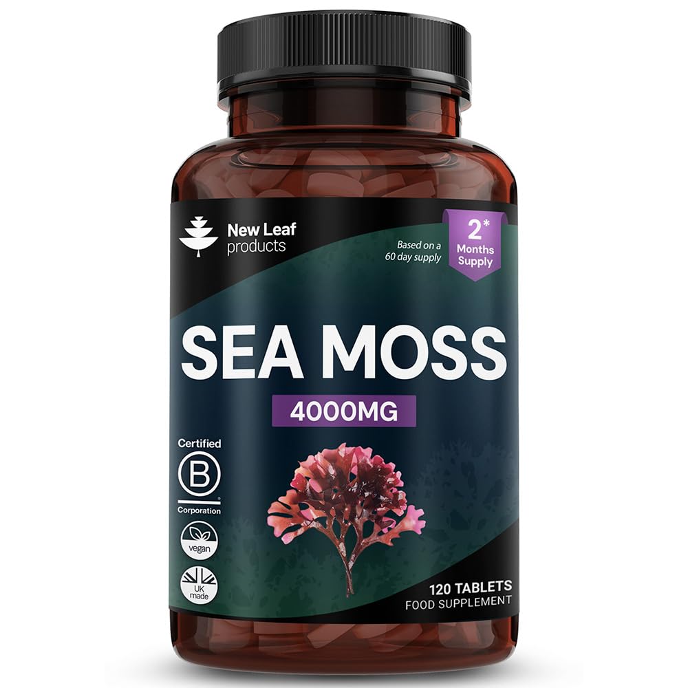 Sea Moss Tablets Extract High Strength 4000mg - Sea Moss Supplement 120 Tablets (not sea Moss Capsule) High Potency - UK Made - Vegan - Non GMO