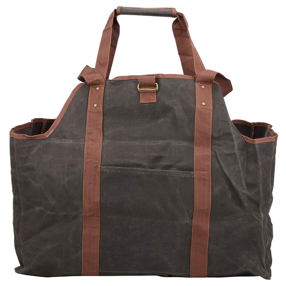 Porta Tronchi in Tela Cerata Impermeabile ad Alta capacità, Borsa per Legna da ardere per Camino, Barbecue e Campeggio, Sacca Pieghevole per Tronchi di Legna con Design Semi-Chiuso