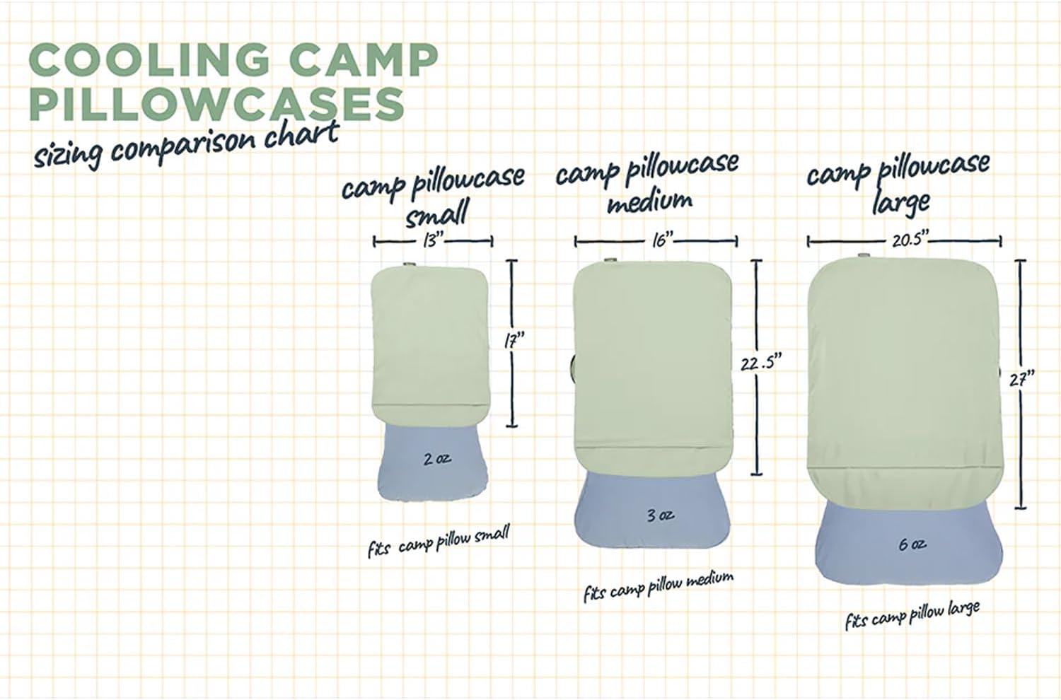 HEST Pillowcase Cooling - Compatible Camp Pillows - Jade Cooling Fabric - Machine Washable - Outdoor Ready - Large