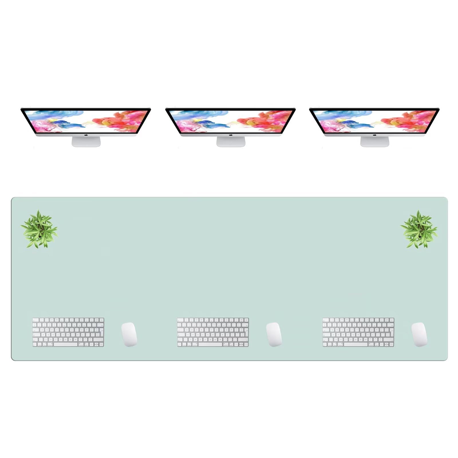 LL-COEUR Extra Large PU Leather Desk Mat Large Mouse Pad XXL Waterproof Table Mat Office Laptop Writing Pad (78.7 x 29.5 inch, Light Green)