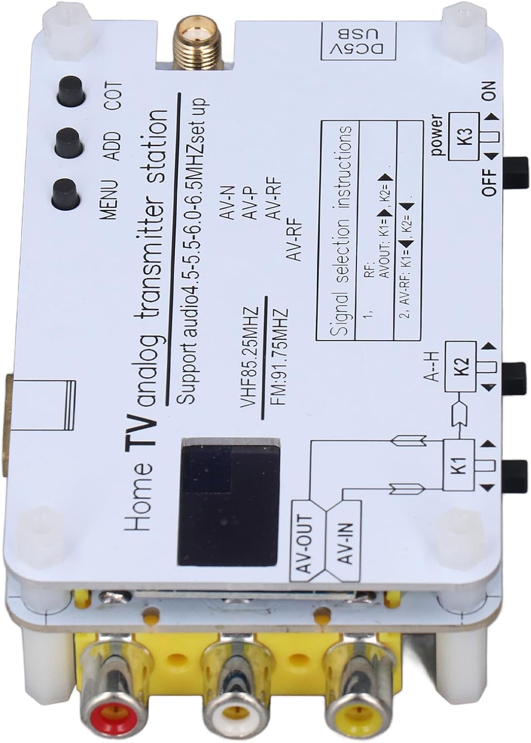 Asixxsix Home TV Analog Transmitter, VHF UHF Analog TV Transmitter, HDMI Modulator RF Converter R CA Coaxial Composite Adapter, High Definition Multimedia Interface Input 1080P