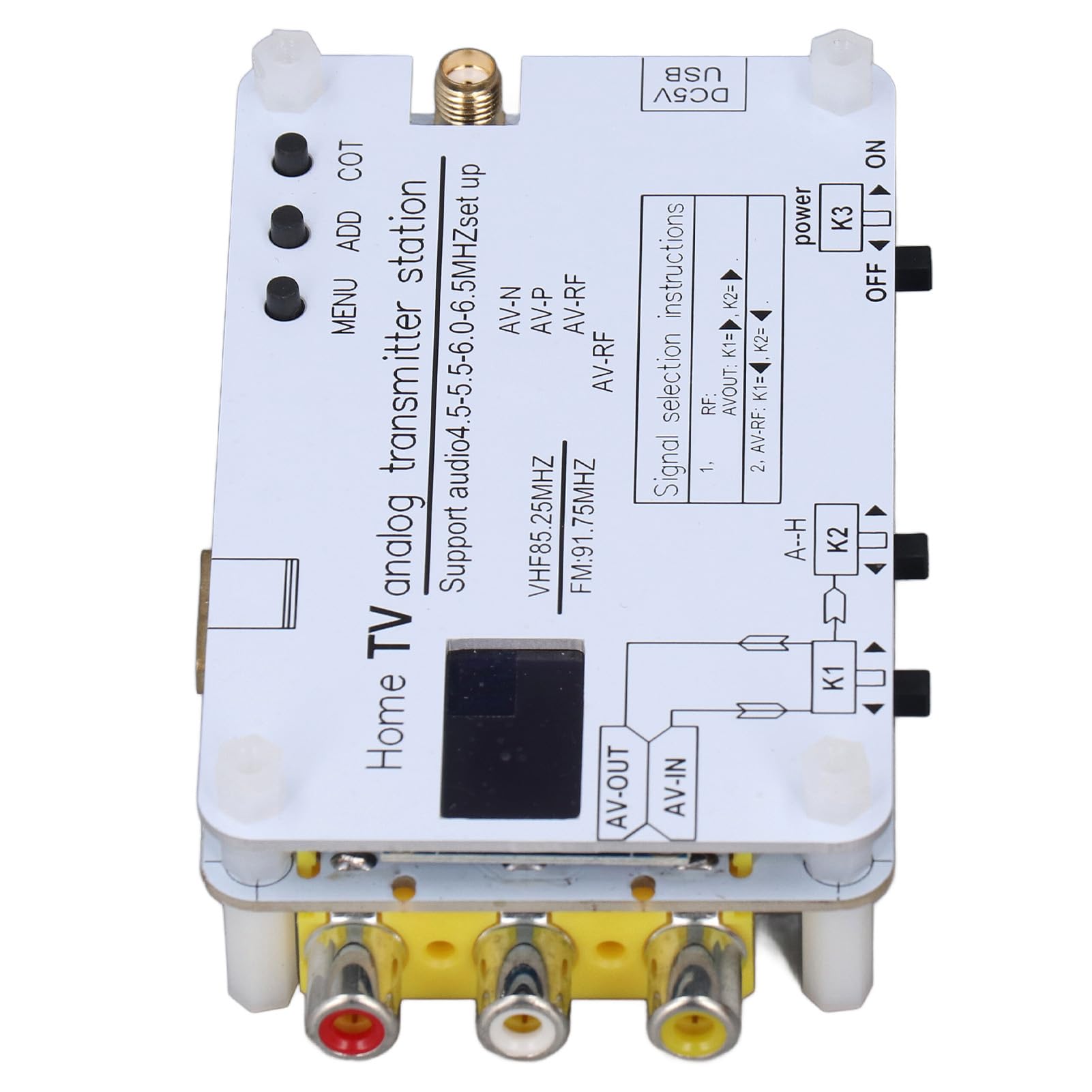 Trasmettitore di segnale TV analogico, AV HD Input, N a P Sistema, 20m Raggio, Frequenza VHF UHF, 4.5-6.5 MHZ Audio, DVD VCD PC Mobile Phone Sorgenti di segnale