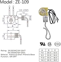 Vista 2 de Zing Ear ZE-109 Interruptor de luz de dos cables con cables de tracción para ventiladores de techo lámparas y luces de pared, interruptor de cadena