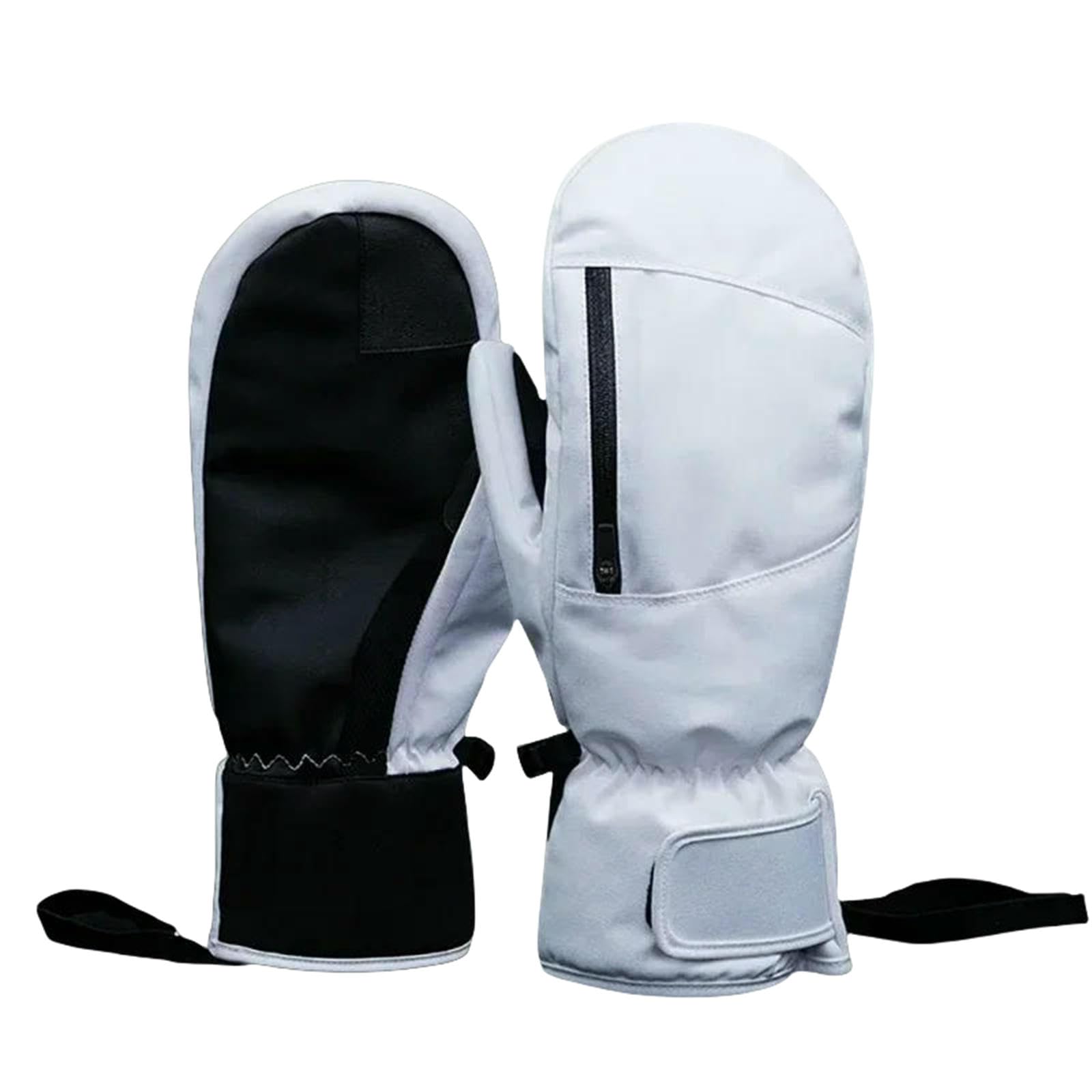 Guanti da Sci Invernali Touch Screen Impermeabile Neve Spessi Termici Uomo Donna Caldi Motoslitta Esterno-Grigio-l