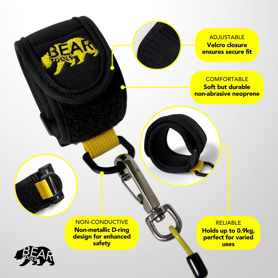 BearTOOLS Wrist Tool Strap - Effortless Tool Tethering for Comfort & Safety - Adjustable, Interchangeable - Velcro Closure, 0.9kg Max Load - Black - Image 4