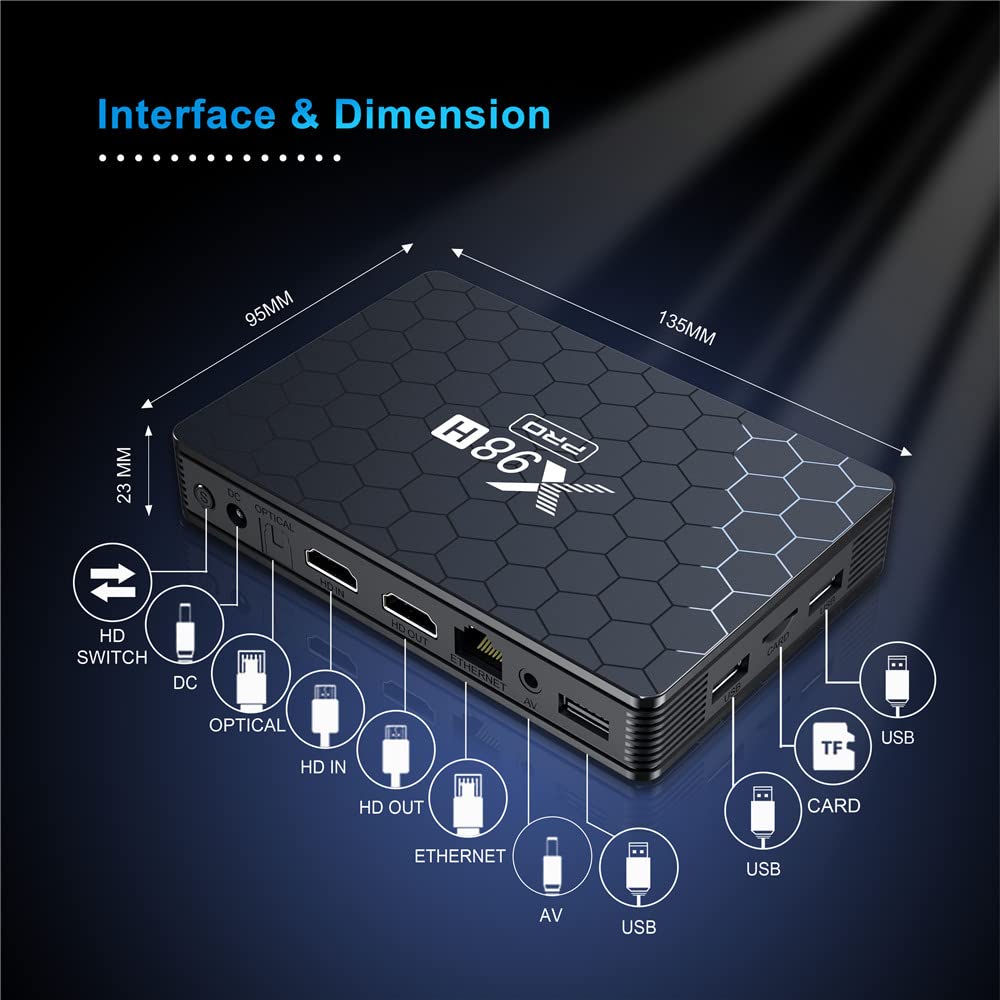 Android 12.0 TV Box X98H Pro 2.4G/5G Wifi6 4G RAM 32G ROM BT5.0 4K H.265 Set top box con tastiera i8