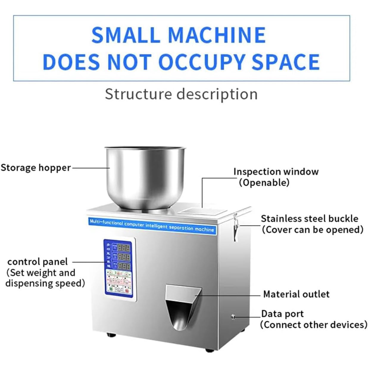 Máquina automática de llenado de polvo, equipo de embalaje de pesaje de partículas, acero inoxidable para té, granos y semillas, solución de medición y embalaje