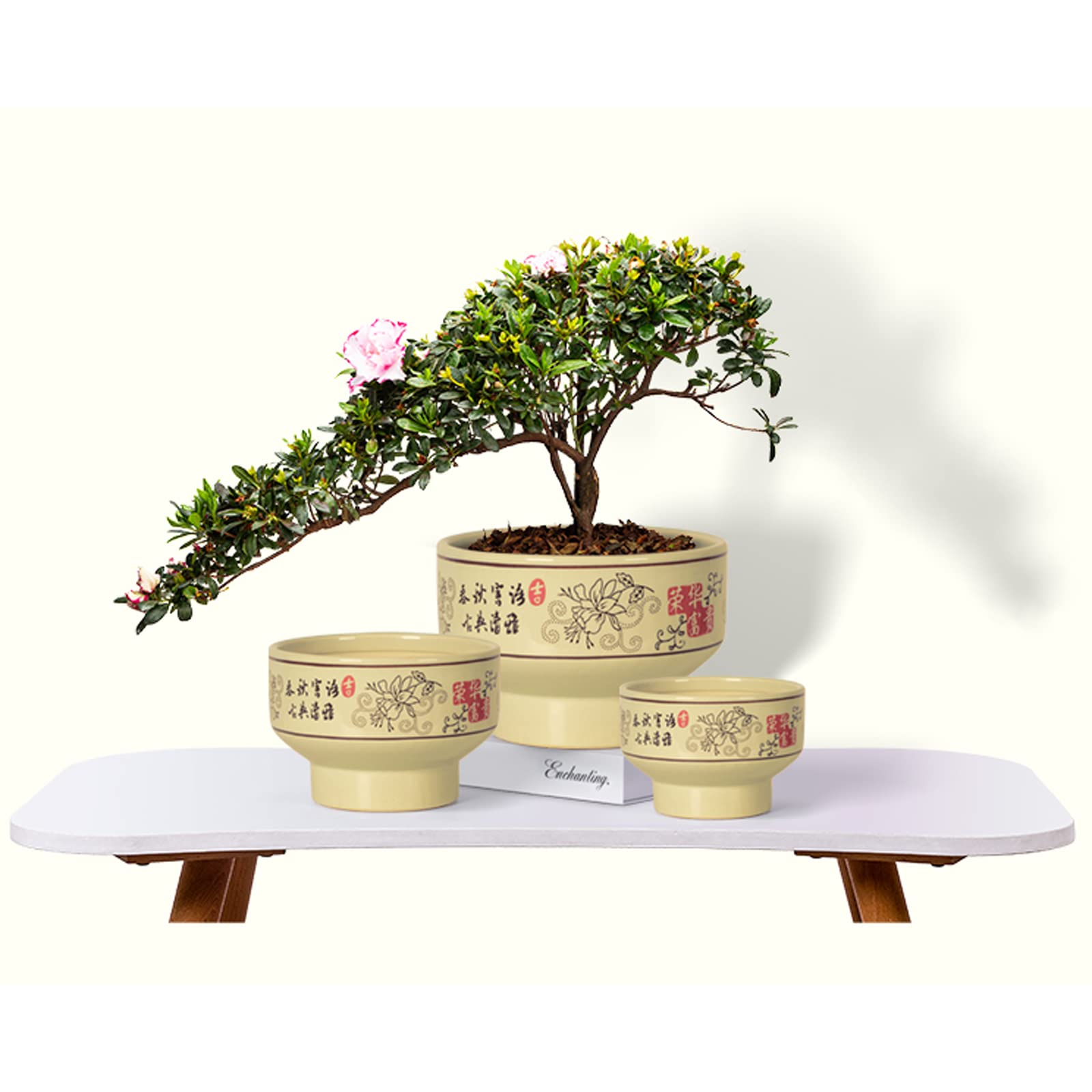 Vasi da Giardino Vasi per fioriere in Ceramica da 6,6/8/9,8 Pollici con Fori di drenaggio, fioriera retrò per Piante da Interno, Piante grasse, Fiori
