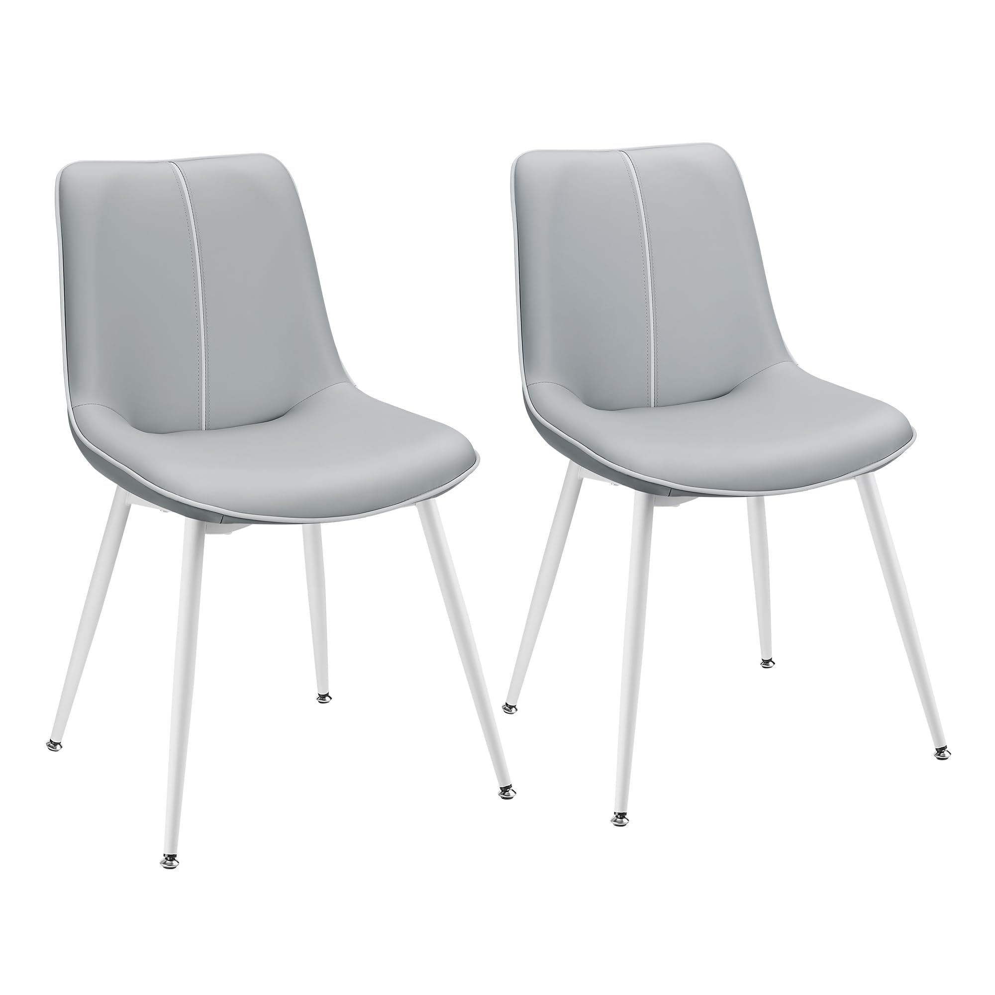 A set of six VASAGLE dining chairs in dove grey around a wooden dining table in a modern room.