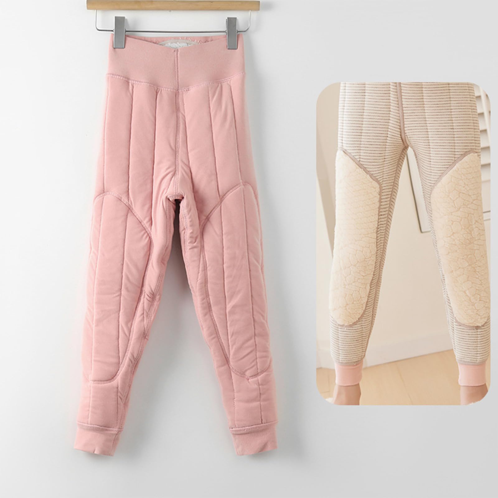 Leggings térmicos de invierno con forro polar para niñas, tela elástica y cómoda para días de nieve, mezcla de lana elástica para niños pequeños