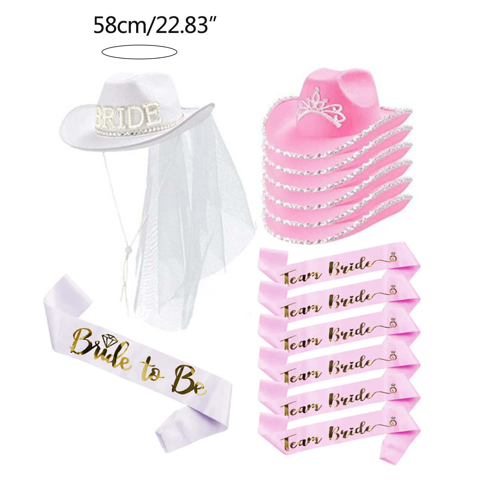 Chapeau pour demoiselle d'honneur - Chapeau jazz tendance pour femme - Costume de cowboy pour enterrement de vie de jeune fille - Accessoires de fête - Chapeaux de cowboy pour femme