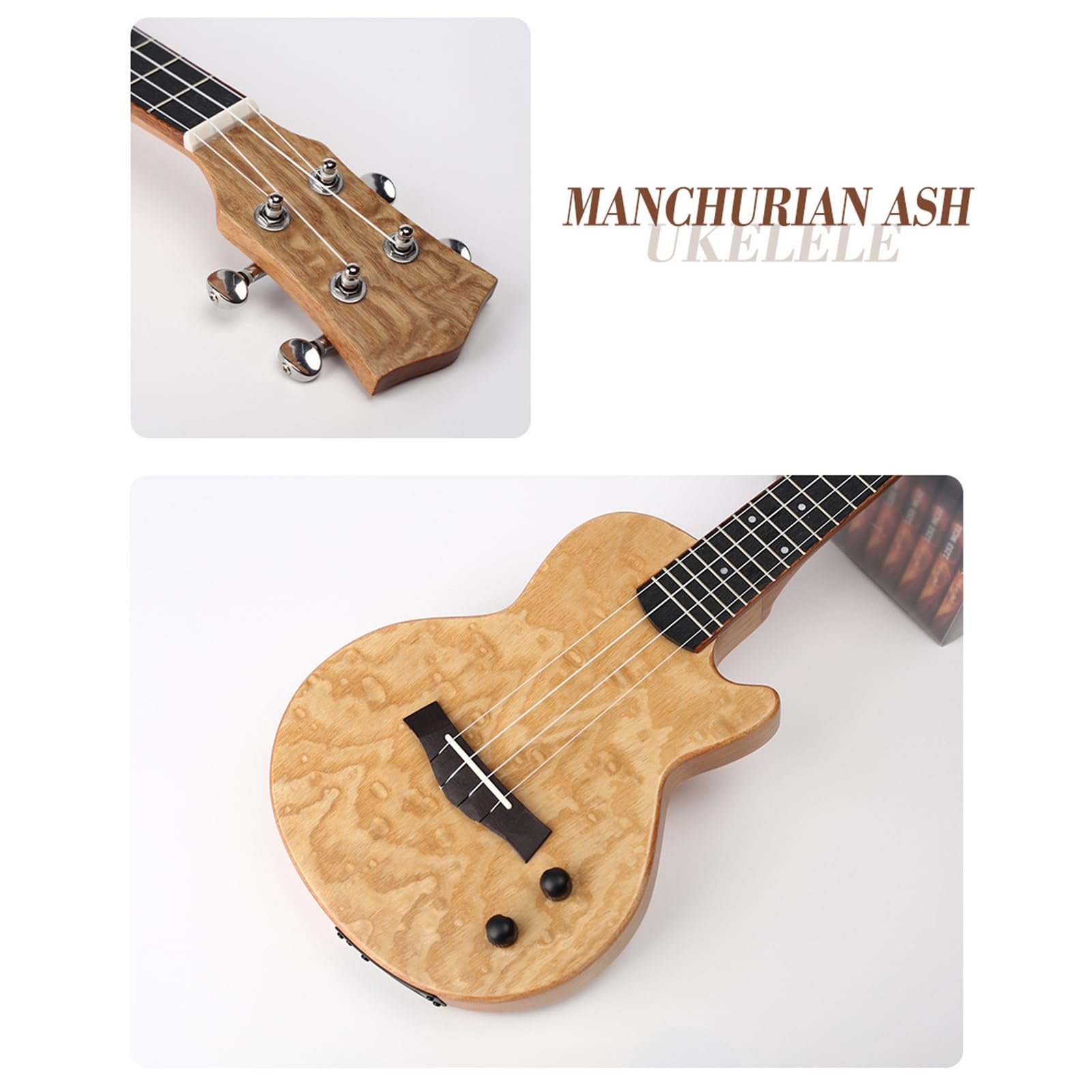 Keenso Ukulele Elettrico, Ukulele Elettrico Bluetooth da 23 Pollici con Struttura in Ebano in Fibra di Carbonio Okoume, Ricaricabile 600mAh, Ricarica 2H, con Custodia per Adulti e Amanti della Musica