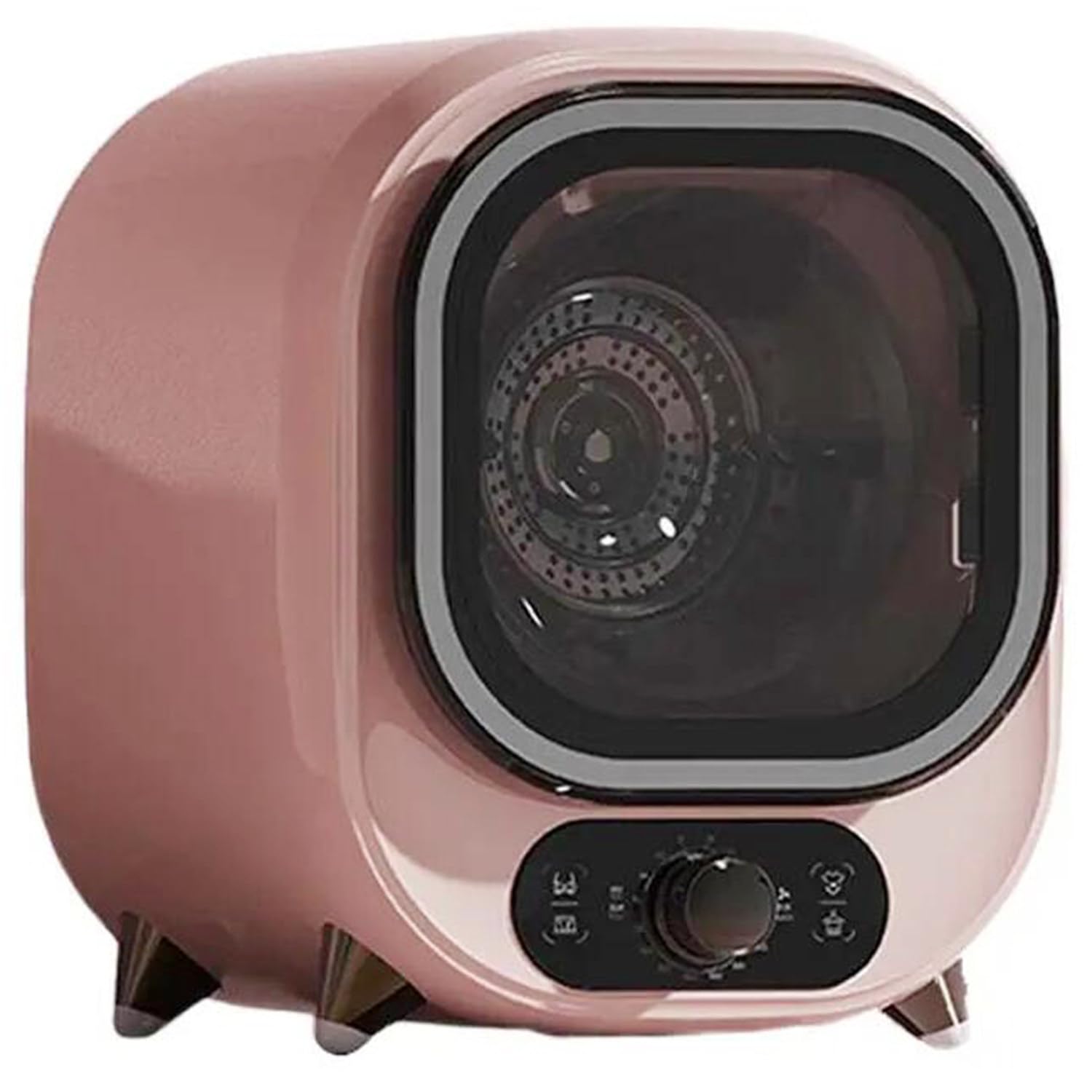 450W Mini Domowa Suszarka Do Sypialni Cicha Przenośna Bielizna Suszarka Do Ubrań Wanna Ze Stali Nierdzewnej 0,8Kg,Wolnostojąca Suszarka Bębnowa ładowana Od Przodu,Pink