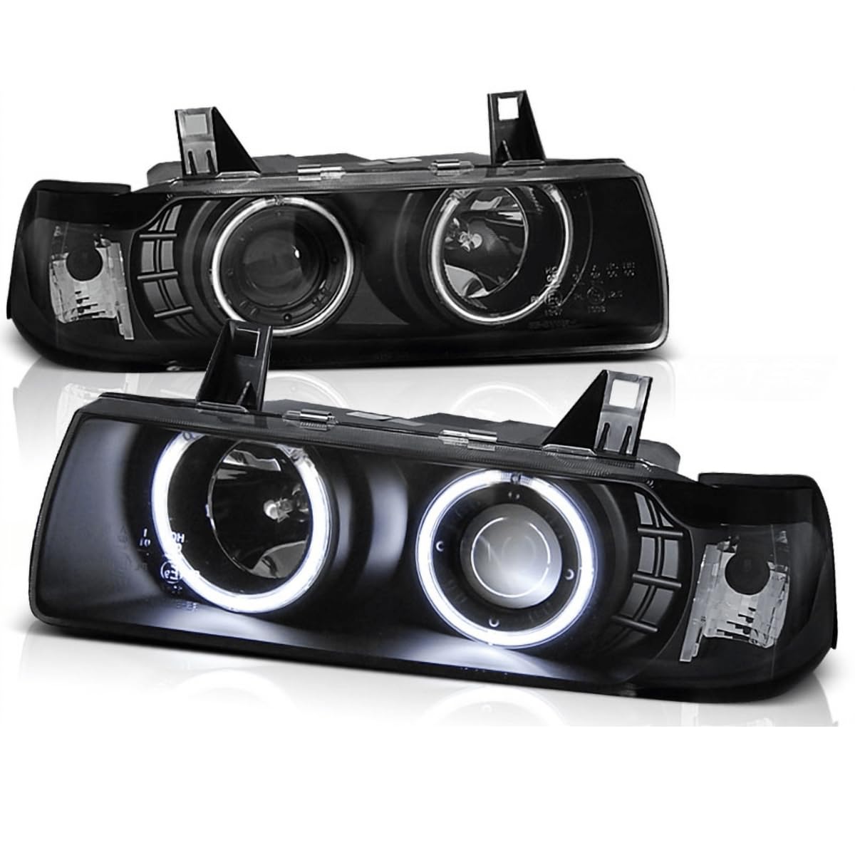Scheinwerfer Set in schwarz für BMW 3er E36 Coupe Cabrio 12/1992-08/1999 CCFL Angel Eyes 2 Türer