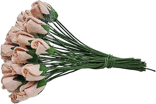 Miniatura 6 de ChangThai Design Pequeñas rosas de papel de rosa vieja clara de  pulgadas de diámetro, 50 piezas de ramo de flores para álbumes de recortes,