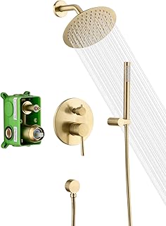 sumerain Brushed Gold Shower Faucet System with high pressure 8 Inches r...