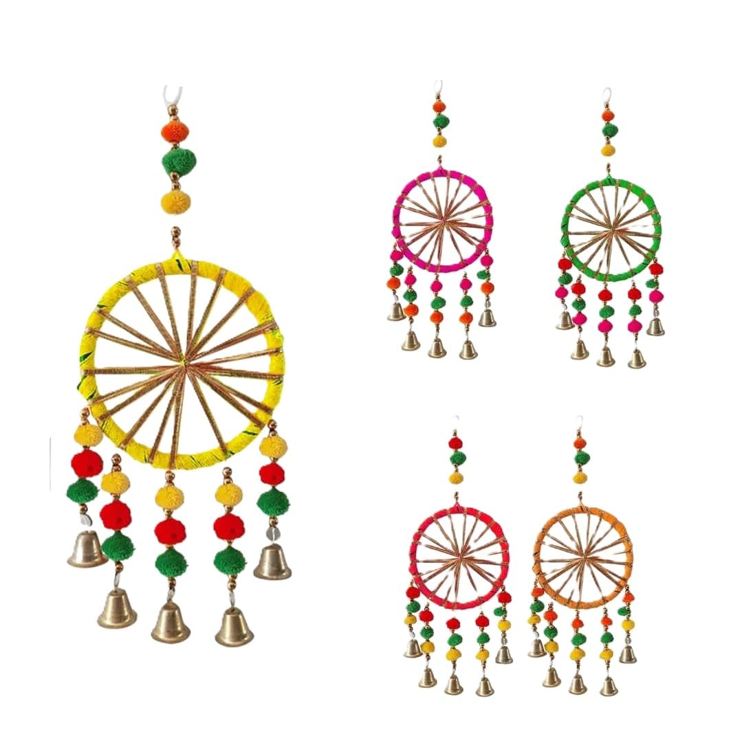 Toile attrape-rêves de Diwali en lot de 5 avec motifs traditionnels haute définition