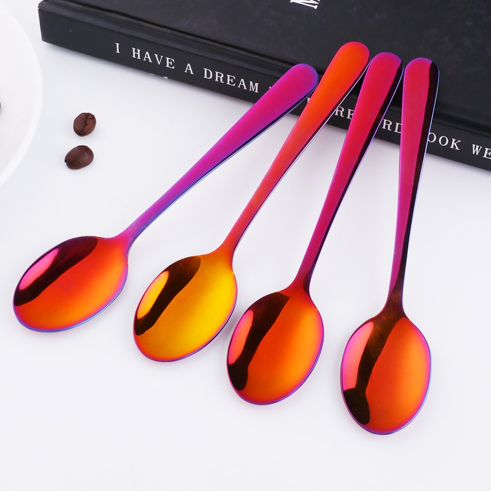 Set Da 12 Cucchiaini Da Tè In Acciaio Inox, Piccoli Cucchiai Rotondi Eleganti Per Caffè, Dessert E Yogurt, Lunghezza 13 Cm