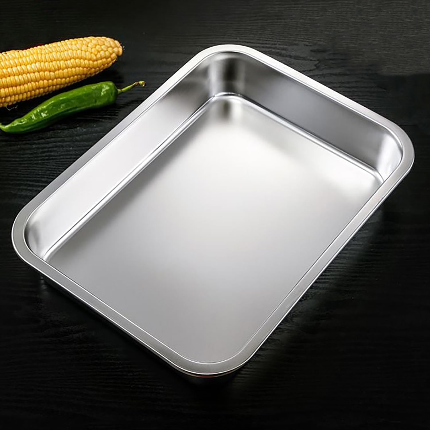 2 Pack Stainless Steel Commercial Bus Tubs, 4" Deep Heavy Duty Metal BBQ Meat Prep Tub Food Service Pan Restaurant Dish Tubs Kitchen Utility Tub for Catering, Marinating, Dishwashing (13 L)