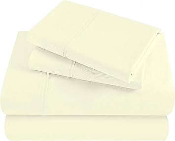 800 Thread Count King Dream Zone Sheet & Pillowcase Sets 4-Pieces 100% Egyptian Cotton, Upto 10" to 14" Inches Deep Pokcet - Ivory Solid Hotel Luxury