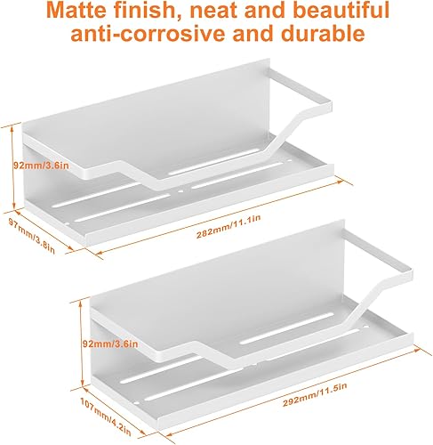 Miniatura 5 de Estante magnético para especias para refrigerador, estante magnético para refrigerador con 4 ganchos, estante blanco para microondas, estante de